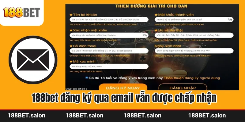 188bet đăng ký qua email vẫn được chấp nhận