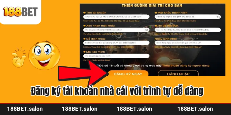 Đăng ký tài khoản nhà cái với trình tự dễ dàng